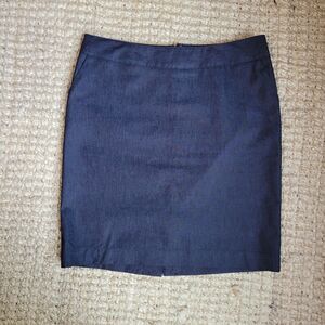 Merona Denim Skirt Womens Size 12 Stretch Front Pockets Rear Zip Vent Lined